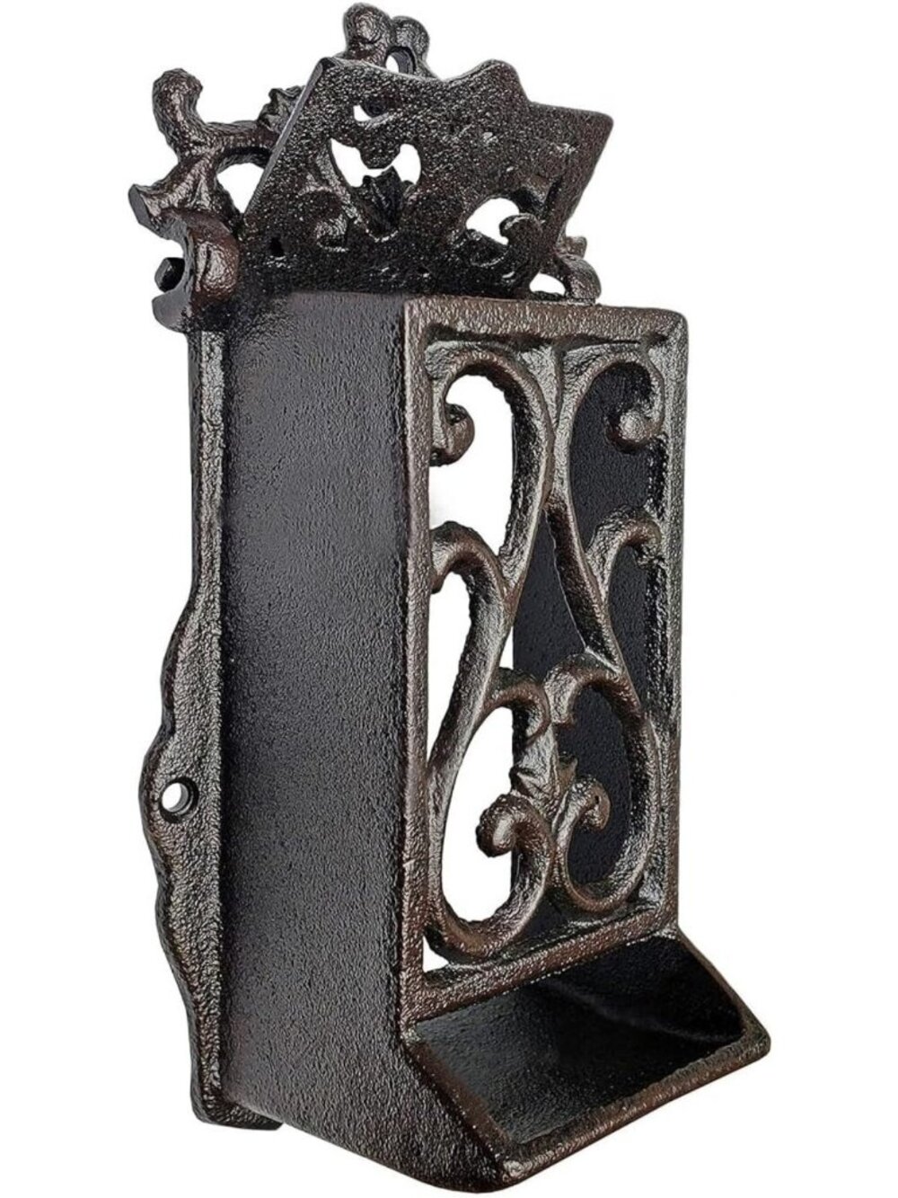 Vintage Cast Iron Matchbox Holder - Rustic Antique Storage Box for Long Matches